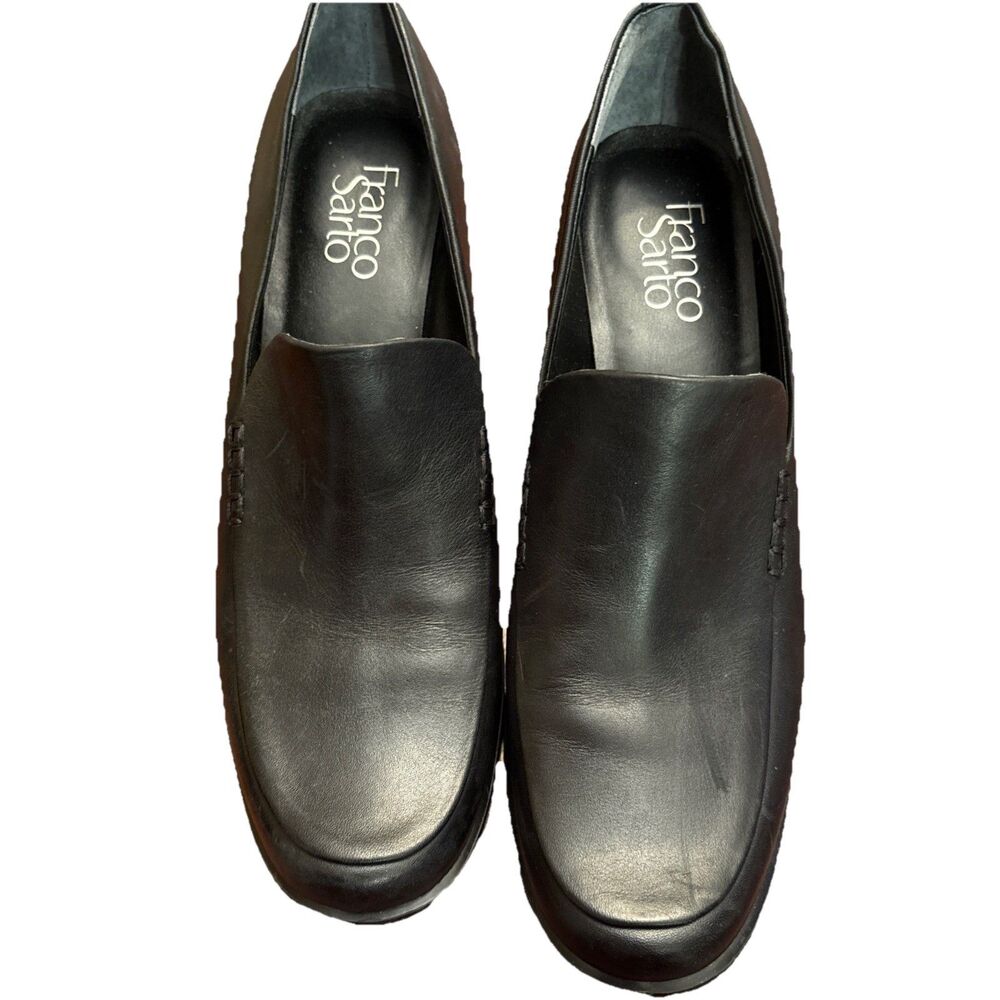 Franco Sarto Womens Nolan Black Loafer Heels 9M (SKU 1113)